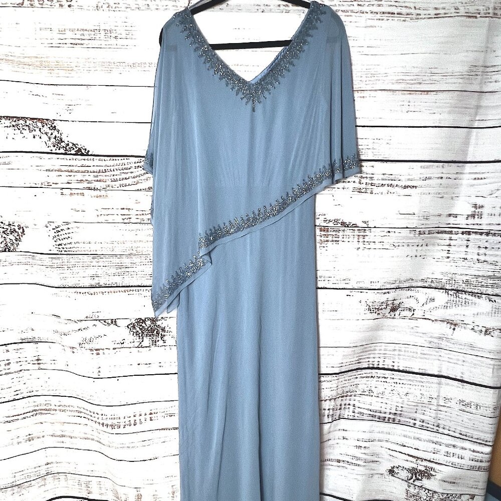 Evening gown lined dusty blue